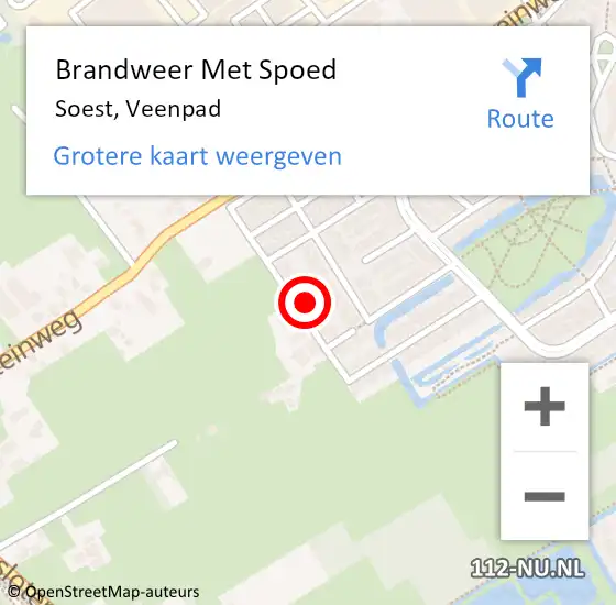 Locatie op kaart van de 112 melding: Brandweer Met Spoed Naar Soest, Veenpad op 20 juni 2024 12:35