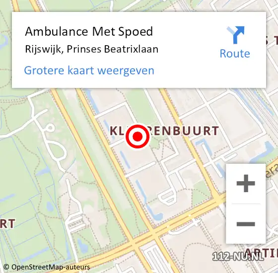 Locatie op kaart van de 112 melding: Ambulance Met Spoed Naar Rijswijk, Prinses Beatrixlaan op 20 juni 2024 12:37