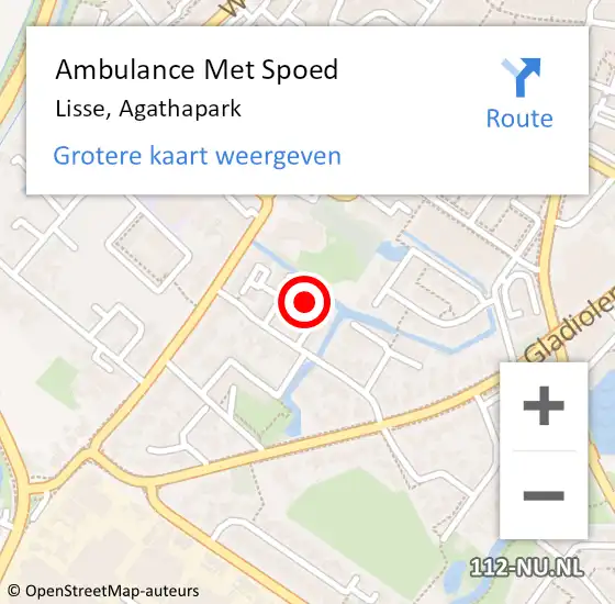 Locatie op kaart van de 112 melding: Ambulance Met Spoed Naar Lisse, Agathapark op 20 juni 2024 12:38