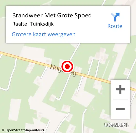 Locatie op kaart van de 112 melding: Brandweer Met Grote Spoed Naar Raalte, Tuinksdijk op 20 juni 2024 12:39