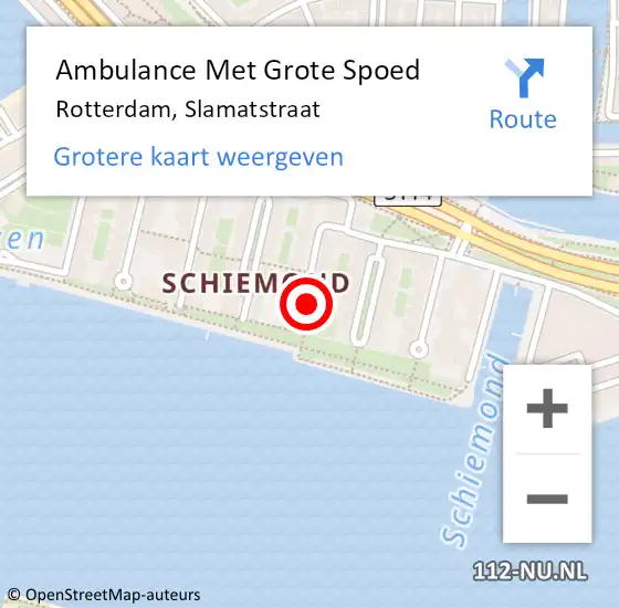 Locatie op kaart van de 112 melding: Ambulance Met Grote Spoed Naar Rotterdam, Slamatstraat op 20 juni 2024 12:42