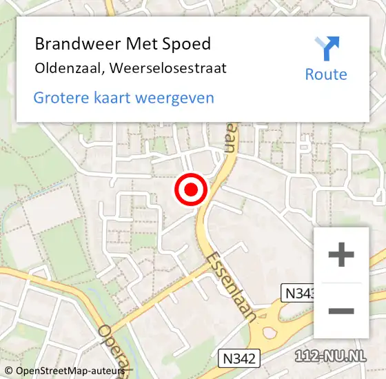 Locatie op kaart van de 112 melding: Brandweer Met Spoed Naar Oldenzaal, Weerselosestraat op 20 juni 2024 12:43