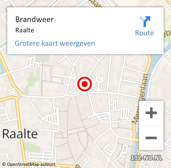 Locatie op kaart van de 112 melding: Brandweer Raalte op 20 juni 2024 12:46