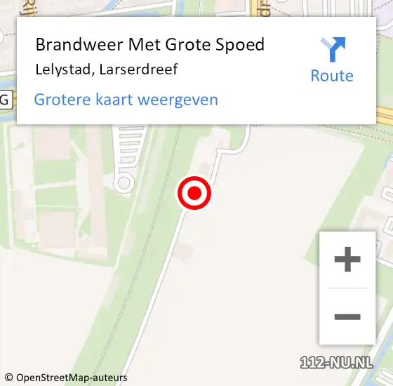 Locatie op kaart van de 112 melding: Brandweer Met Grote Spoed Naar Lelystad, Larserdreef op 20 juni 2024 13:00