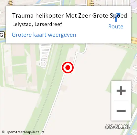 Locatie op kaart van de 112 melding: Trauma helikopter Met Zeer Grote Spoed Naar Lelystad, Larserdreef op 20 juni 2024 13:00