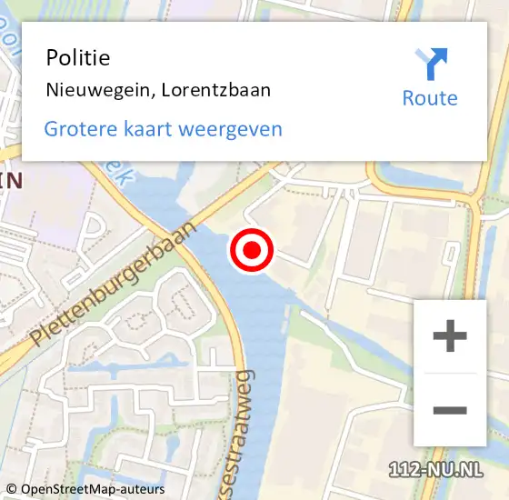 Locatie op kaart van de 112 melding: Politie Nieuwegein, Lorentzbaan op 20 juni 2024 13:02