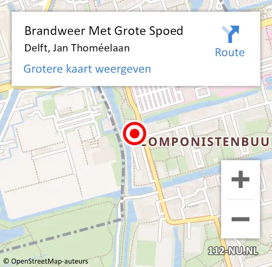 Locatie op kaart van de 112 melding: Brandweer Met Grote Spoed Naar Delft, Jan Thoméelaan op 20 juni 2024 13:09