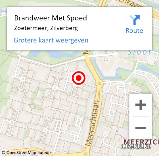 Locatie op kaart van de 112 melding: Brandweer Met Spoed Naar Zoetermeer, Zilverberg op 20 juni 2024 13:11