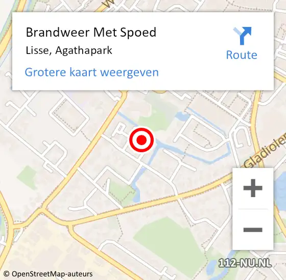 Locatie op kaart van de 112 melding: Brandweer Met Spoed Naar Lisse, Agathapark op 20 juni 2024 13:11