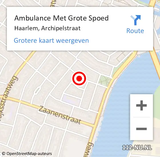 Locatie op kaart van de 112 melding: Ambulance Met Grote Spoed Naar Haarlem, Archipelstraat op 20 juni 2024 13:35