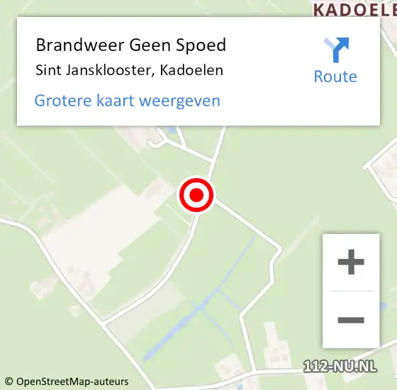 Locatie op kaart van de 112 melding: Brandweer Geen Spoed Naar Sint Jansklooster, Kadoelen op 20 juni 2024 13:47