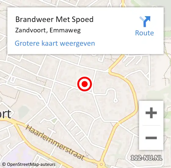 Locatie op kaart van de 112 melding: Brandweer Met Spoed Naar Zandvoort, Emmaweg op 20 juni 2024 13:49