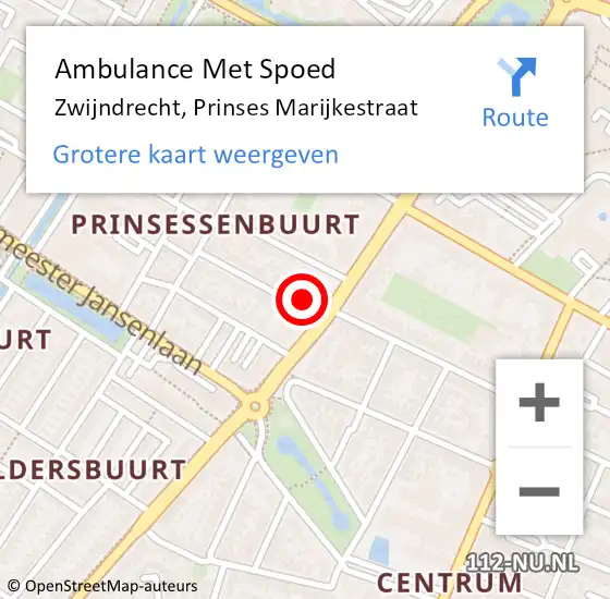 Locatie op kaart van de 112 melding: Ambulance Met Spoed Naar Zwijndrecht, Prinses Marijkestraat op 20 juni 2024 13:51