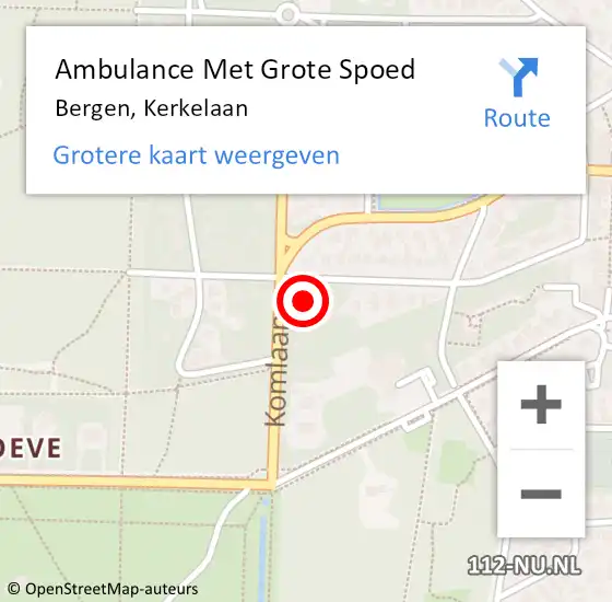 Locatie op kaart van de 112 melding: Ambulance Met Grote Spoed Naar Bergen, Kerkelaan op 20 juni 2024 14:05
