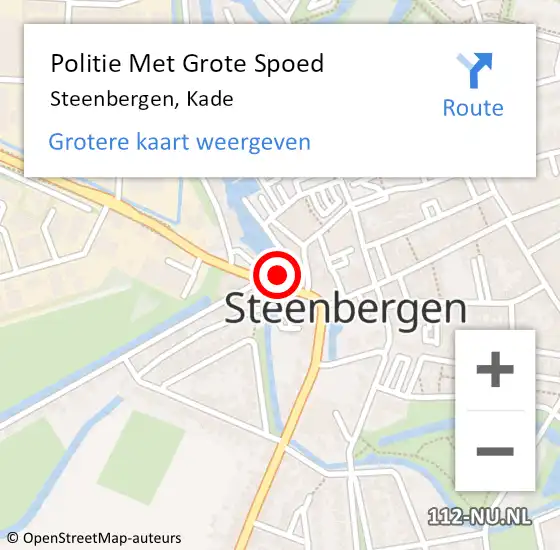 Locatie op kaart van de 112 melding: Politie Met Grote Spoed Naar Steenbergen, Kade op 20 juni 2024 14:12