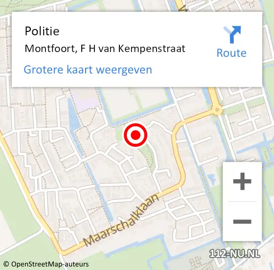 Locatie op kaart van de 112 melding: Politie Montfoort, F H van Kempenstraat op 20 juni 2024 14:15