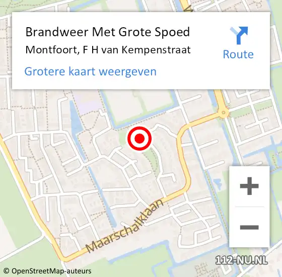 Locatie op kaart van de 112 melding: Brandweer Met Grote Spoed Naar Montfoort, F H van Kempenstraat op 20 juni 2024 14:17