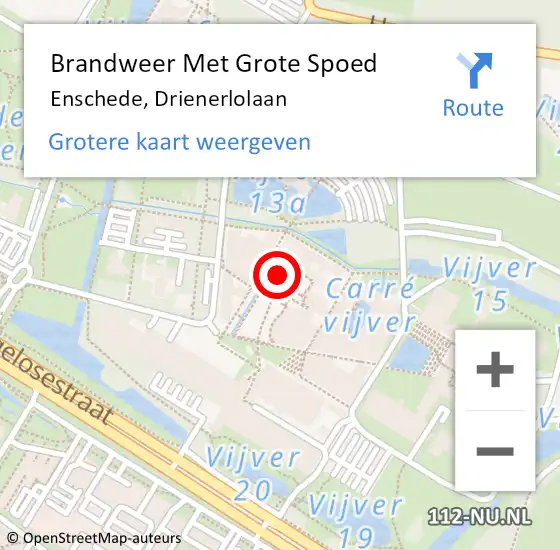 Locatie op kaart van de 112 melding: Brandweer Met Grote Spoed Naar Enschede, Drienerlolaan op 20 juni 2024 14:17