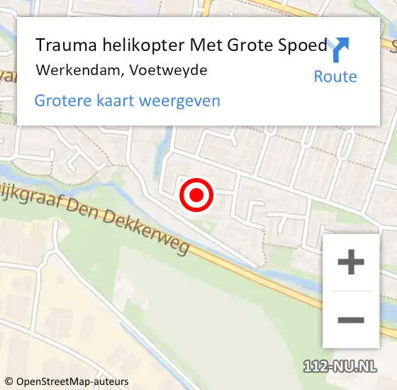 Locatie op kaart van de 112 melding: Trauma helikopter Met Grote Spoed Naar Werkendam, Voetweyde op 20 juni 2024 14:25