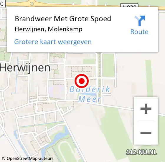 Locatie op kaart van de 112 melding: Brandweer Met Grote Spoed Naar Herwijnen, Molenkamp op 20 juni 2024 14:49