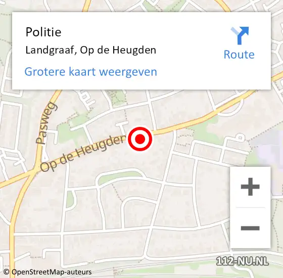 Locatie op kaart van de 112 melding: Politie Landgraaf, Op de Heugden op 20 juni 2024 14:53