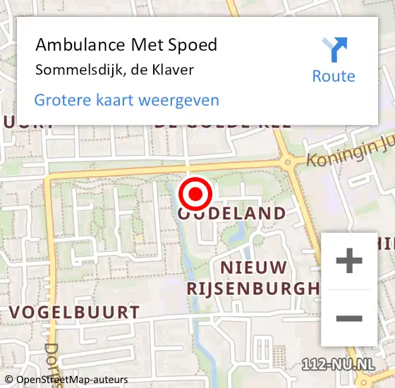 Locatie op kaart van de 112 melding: Ambulance Met Spoed Naar Sommelsdijk, de Klaver op 20 juni 2024 15:04