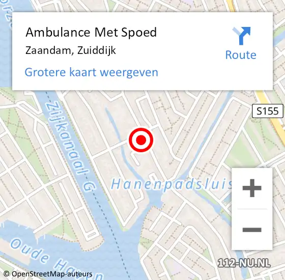 Locatie op kaart van de 112 melding: Ambulance Met Spoed Naar Zaandam, Zuiddijk op 20 juni 2024 15:12