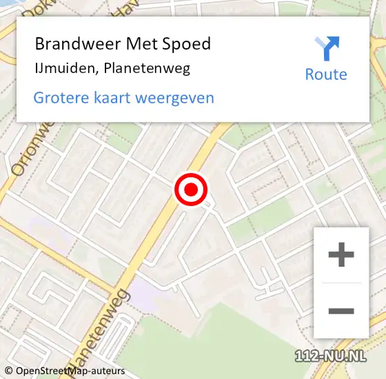 Locatie op kaart van de 112 melding: Brandweer Met Spoed Naar IJmuiden, Planetenweg op 20 juni 2024 15:14