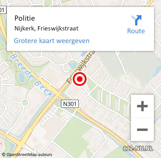 Locatie op kaart van de 112 melding: Politie Nijkerk, Frieswijkstraat op 20 juni 2024 15:21