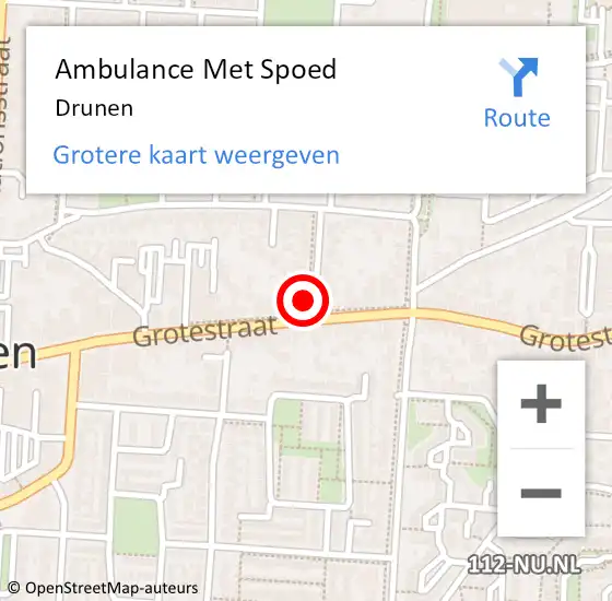 Locatie op kaart van de 112 melding: Ambulance Met Spoed Naar Drunen op 20 juni 2024 15:26