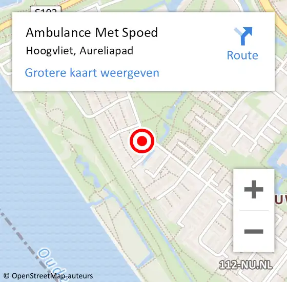 Locatie op kaart van de 112 melding: Ambulance Met Spoed Naar Hoogvliet, Aureliapad op 20 juni 2024 15:33