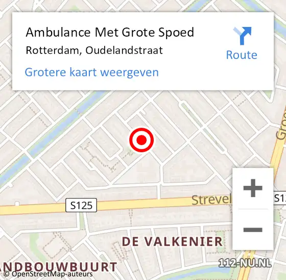 Locatie op kaart van de 112 melding: Ambulance Met Grote Spoed Naar Rotterdam, Oudelandstraat op 20 juni 2024 15:36