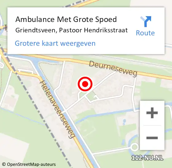 Locatie op kaart van de 112 melding: Ambulance Met Grote Spoed Naar Griendtsveen, Pastoor Hendriksstraat op 10 oktober 2014 08:23