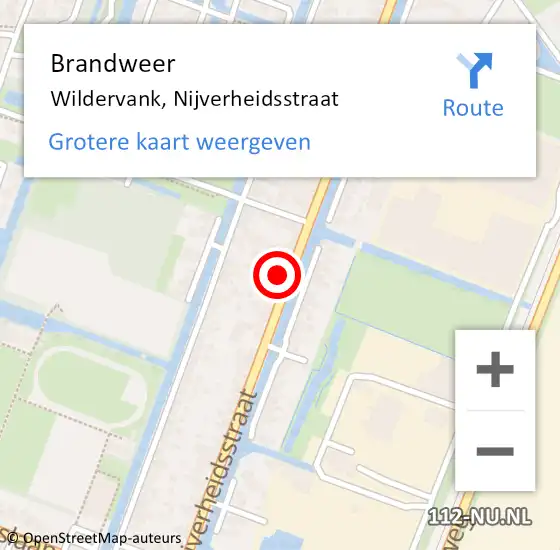 Locatie op kaart van de 112 melding: Brandweer Wildervank, Nijverheidsstraat op 20 juni 2024 15:45