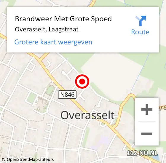 Locatie op kaart van de 112 melding: Brandweer Met Grote Spoed Naar Overasselt, Laagstraat op 20 juni 2024 15:45