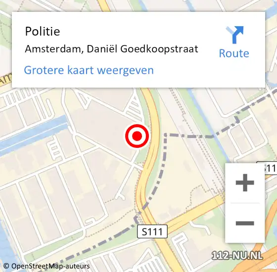 Locatie op kaart van de 112 melding: Politie Amsterdam, Daniël Goedkoopstraat op 20 juni 2024 15:45