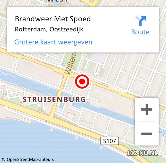 Locatie op kaart van de 112 melding: Brandweer Met Spoed Naar Rotterdam, Oostzeedijk op 20 juni 2024 15:47