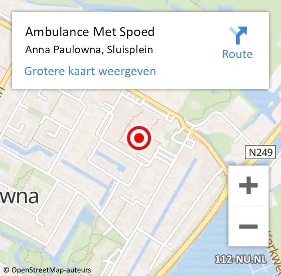 Locatie op kaart van de 112 melding: Ambulance Met Spoed Naar Anna Paulowna, Sluisplein op 20 juni 2024 15:56