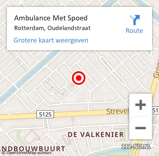 Locatie op kaart van de 112 melding: Ambulance Met Spoed Naar Rotterdam, Oudelandstraat op 20 juni 2024 15:57