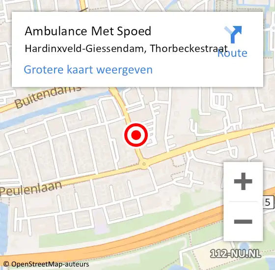 Locatie op kaart van de 112 melding: Ambulance Met Spoed Naar Hardinxveld-Giessendam, Thorbeckestraat op 20 juni 2024 16:01