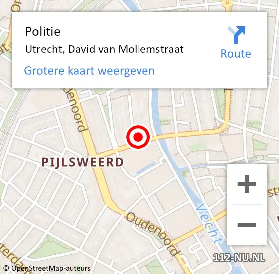 Locatie op kaart van de 112 melding: Politie Utrecht, David van Mollemstraat op 20 juni 2024 16:21