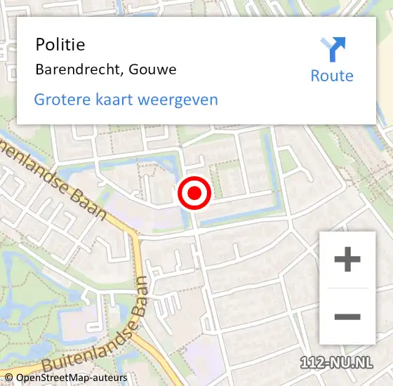 Locatie op kaart van de 112 melding: Politie Barendrecht, Gouwe op 20 juni 2024 16:22