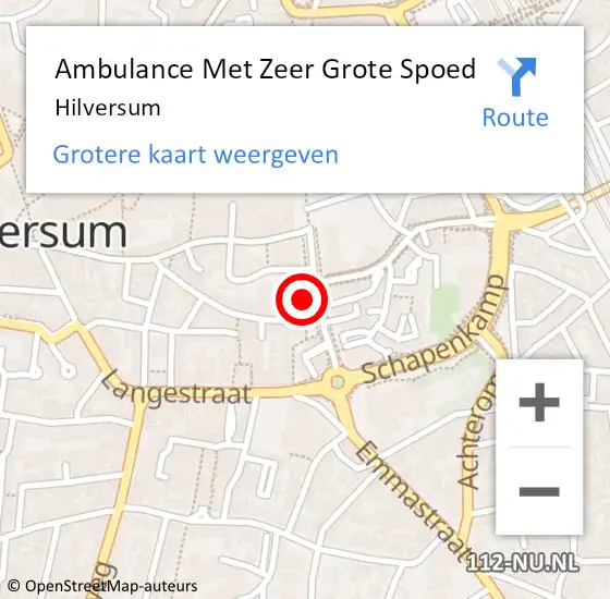 Locatie op kaart van de 112 melding: Ambulance Met Zeer Grote Spoed Naar Hilversum op 20 juni 2024 16:22