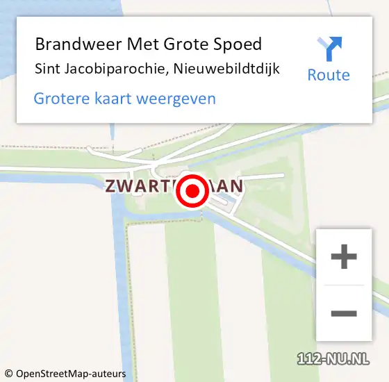 Locatie op kaart van de 112 melding: Brandweer Met Grote Spoed Naar Sint Jacobiparochie, Nieuwebildtdijk op 20 juni 2024 16:25