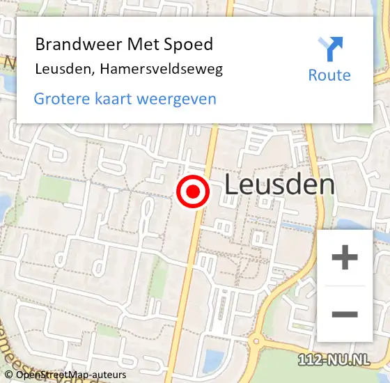 Locatie op kaart van de 112 melding: Brandweer Met Spoed Naar Leusden, Hamersveldseweg op 20 juni 2024 16:26