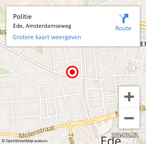 Locatie op kaart van de 112 melding: Politie Ede, Amsterdamseweg op 20 juni 2024 16:40