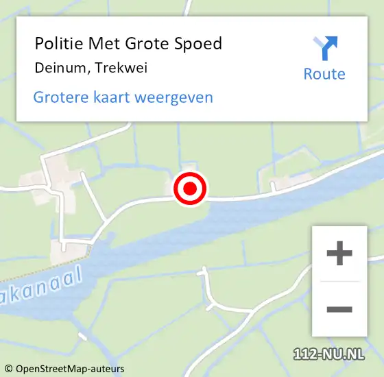 Locatie op kaart van de 112 melding: Politie Met Grote Spoed Naar Deinum, Trekwei op 20 juni 2024 16:40