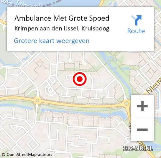 Locatie op kaart van de 112 melding: Ambulance Met Grote Spoed Naar Krimpen aan den IJssel, Kruisboog op 20 juni 2024 16:47