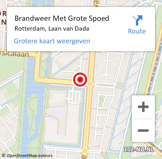 Locatie op kaart van de 112 melding: Brandweer Met Grote Spoed Naar Rotterdam, Laan van Dada op 20 juni 2024 16:58