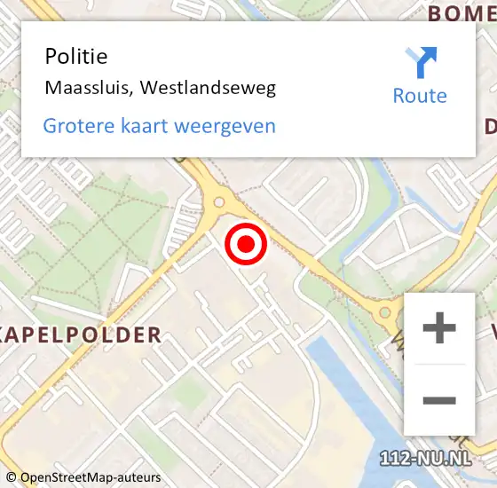 Locatie op kaart van de 112 melding: Politie Maassluis, Westlandseweg op 20 juni 2024 17:14